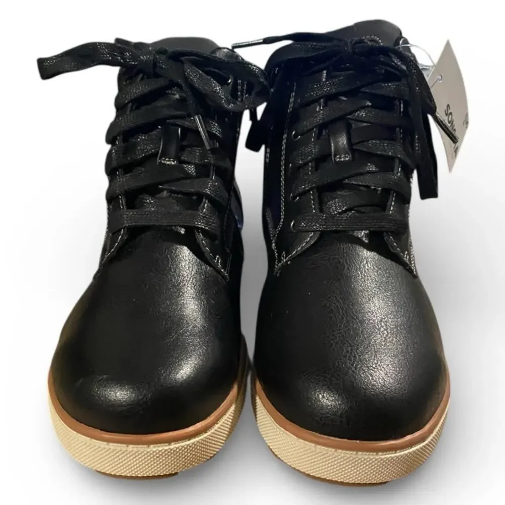 Sonoma Boots Boys Size 5 Black Brown Leather Lace Up NEW Tags